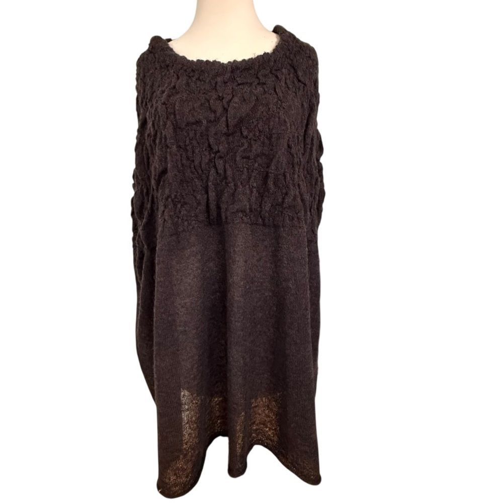 Cabi Waverly Poncho Charcoal Dark Gray Lightweight Wool Blend Size Small - Picture 2 of 10